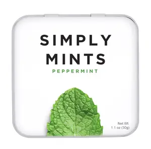 Natural Breath Mints by Simply Gum | Peppermint | Pack of Six (270 Pieces Total) | Breath Freshening, Vegan, Non-GMO, Nothing Artificial