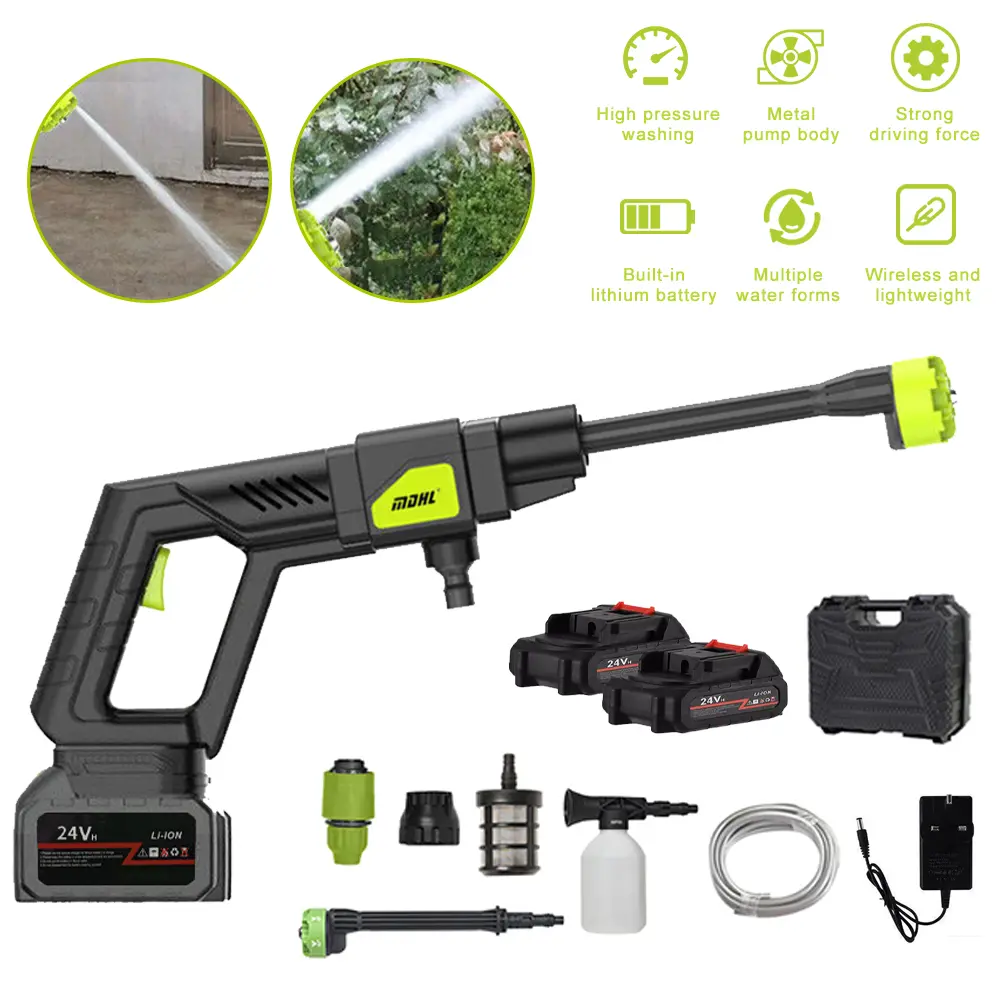 4000PSI Wireless High Pressure Car Washer Water Gun Portable Car Wash Cleaner with 6000mAh Battery & 300W Motor for Easy Use