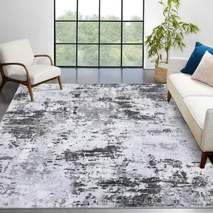 8x10 Non Slip Area Rugs Modern Abstract Washable Stain Resistant Living Room Bedroom Indoor Carpet Non Slip Foldable Large Soft Rug for Dining Room Kitchen Laundry Home Office Farmhouse Decor, Grey