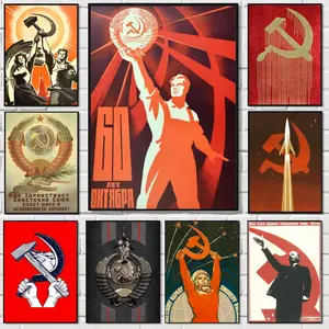 Vintage Style Stalin Soviet Poster Sticky Waterproof Unframed Wall Art High Quality Print Aesthetic Home Living Bedroom Decor Trendy Room Decoration Easy-To-Apply Gift Durable Multiple Sizes, High Definition, Easy to Apply & Clean