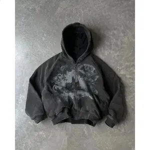 Black Zip Up Y2K Hoodie Sweatshirts