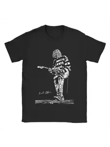 Limited edition Kurt Cobain guitar print T-shirt, unisex, fun and casual printed T-shirt, street style, versatile Harajuku style, men's top.