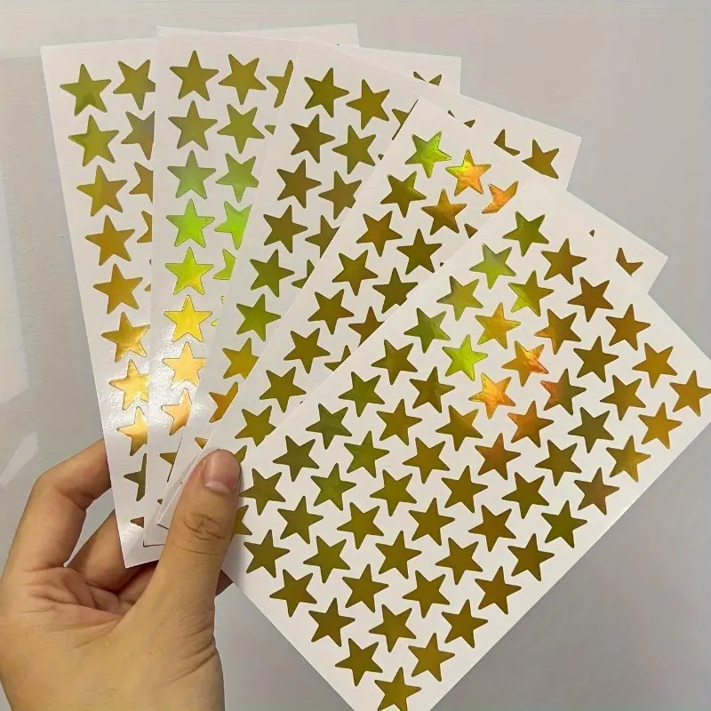 5pcs Golden Star Laser Durable Adhesive Decals Stickers Decal Sticker-Great for DIY Crafts, Decorations and Journals