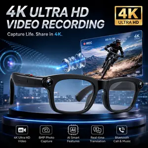 Al Smart Glasses with 4K Hands-Free Recording Real-Time Translation 8MPCamera &1080PVideoRecording, Photochromic Lenses, Voice Assistant, SmartWear Detection touch button control pro