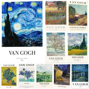 v-van g-gogh Poster Self-Adhesive Waterproof Art Sticker, Aesthetic Minimalist Wall Poster for Coffee Shop, Bar & Home Room Decor