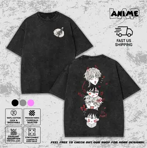 Low Tide in Twilight Manhwa Taeju Euihyun Chibi Cats Vintage Washed Tee Unisex BL Graphic T-Shirt