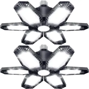 LED Garage Lights 150W E26/E27 144 LEDs 6+1 Adjustable Panels 6500K Super Bright 360° Illumination Easy Install Sturdy Design for Garage Warehouse Workshop Sturdy High Brightness Versatile Longevity