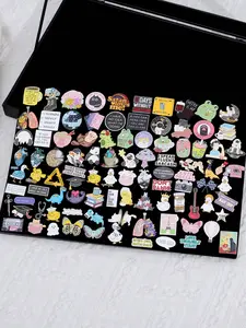 10/20/30/50Pcs Enamel Badges Diversity Diverse Designs Random Badges Personalized Durable Metal Pins Flower Brooch Pin Butterfly For Backpack Clothes Bag Hat Decor Jewelry Accessories