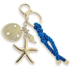 Beach Keychain Starfish Seashell Charm Keychain Cute Bag Charm for Backpack Beach Vacation Jewelry Accessory