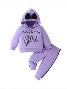 Fall Baby Girl 2-Piece Clothes, Adorable Long Sleeve Hoodie Set, Thick Soft Fabric, Elastic Cuffs & Waist for Easy Wear, Baby Clothing