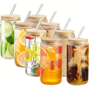 Beer Can Shaped Drink Cup, Iced Coffee Glass, 500ML/16oz, Ideal for Ice Coffee, Milk Tea, Cocktails, Whiskey, Juice, Latte, Christmas Birthday Gift
