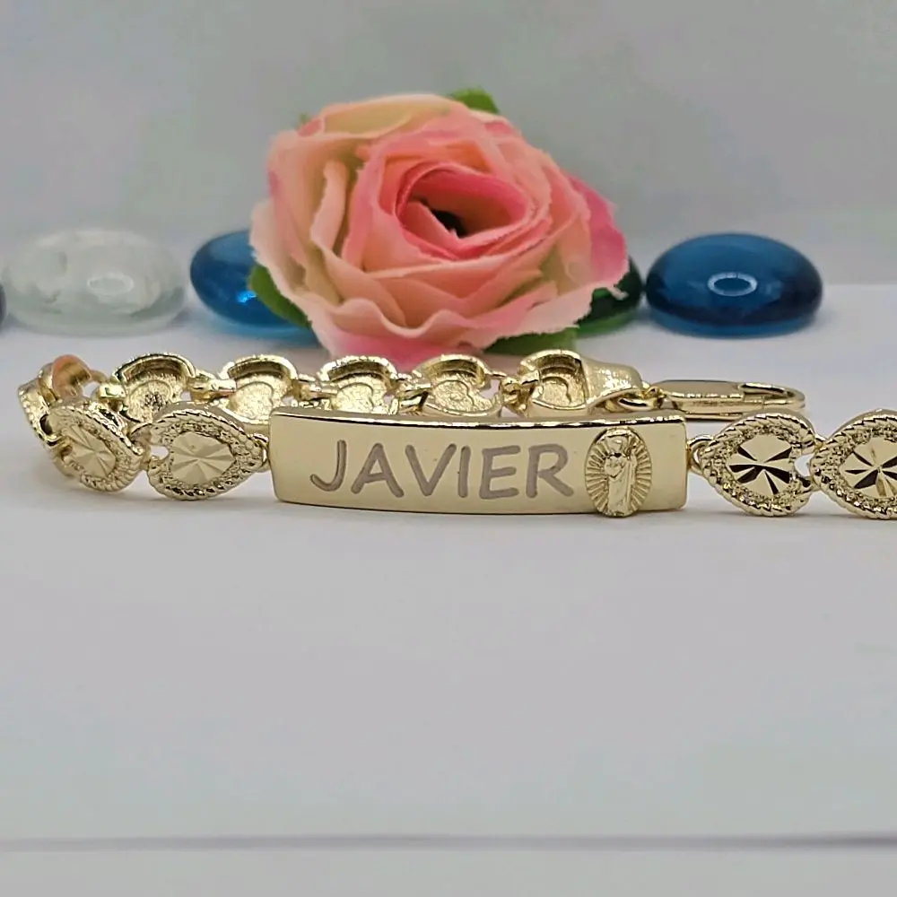 ID BRACELET Saint Jude  with name ENGRAVING AVAILABLE hearts style 8"inches Leave a note with your name perfect gift valentines women