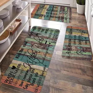 2/3pcs retro kitchen anti slip floor mat set, retro kitchen anti fatigue floor mat, flannel kitchen floor mat, suitable for kitchen, bathroom, Washable kitchen rugs, Non Slip Rugs, Non Slip Mats