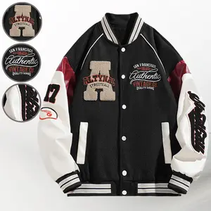 Men's Fitted Long Sleeve Baseball Jacket - Street Art Exhibition Graphic Design, Fashion Coats for Casual Head-Turning Style