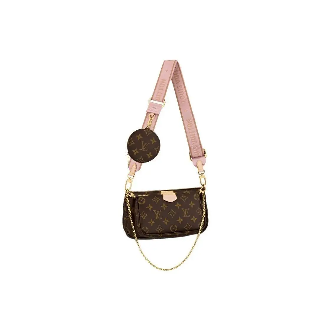 Pre-owned Louis Vuitton Canvas Crossbody Bags Multi Pochette Accessoires Crossbody Bag Pink Cloth Strap