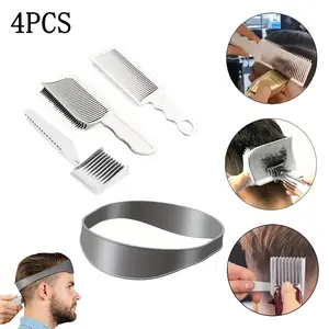 4pcs-Men's haircut comb tool set, oil head gradient auxiliary comb hair cutting artifact trimming flat head clipper comb positioning styling professional limited comb, heat-resistant gradient comb salon styling tool