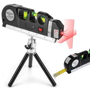 Laser Level Tool Multifunction Kit (including Standard Cross-Line Laser Level, 8 ft/2.5 m Metric Measuring Ruler, and Tripod Stand), Suitable for Wall-Mounted Cabinet Installation and Tile Wall Construction.
