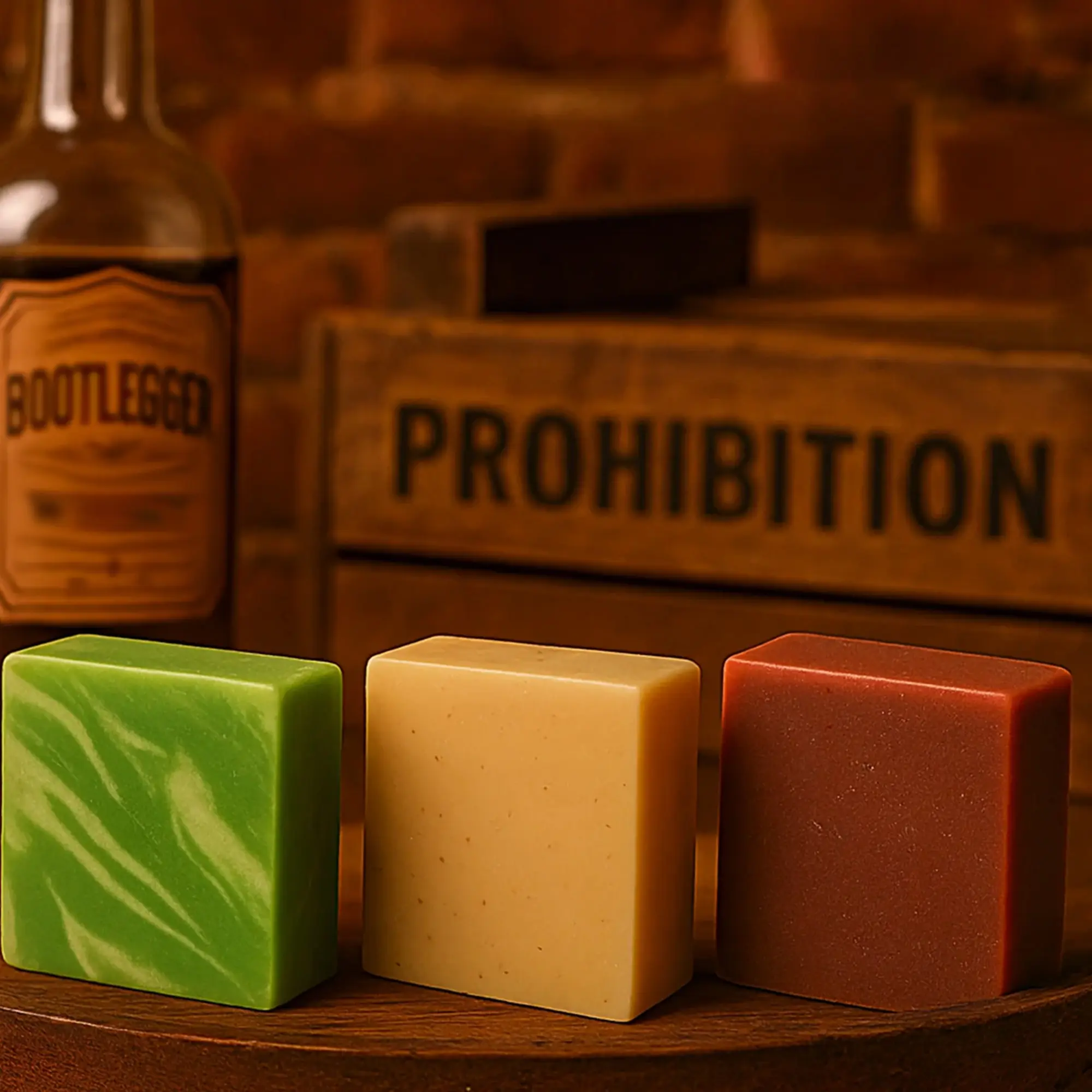 Bootlegger Exfoliation Bundle – 3 Handcrafted Cold-Processed Plant-Based Soap Bars for Men – Moonshiner, Lawman & Rum Runner – Made in USA
