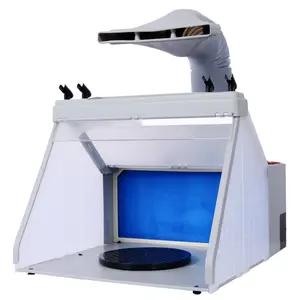 Portable Airbrush Spray Booth Kit, Airbrush Paint Booth for Models, Includes 3 Led Lights, 4 Airbrush Holders and 1 Paint Holder, for Crafts Airbrushing, Cake Decorations