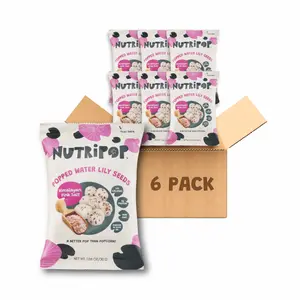 NutriPop Popped Water Lily Seeds Snack, Himalayan Pink Salt, 6-Pack | Fox Nuts (Makhana) | Light & Crunchy Savory Snack - Gluten-Free, Vegan, Paleo, Nut-Free, Corn-Free, Soy-Free, Non-GMO