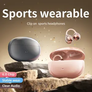 INSONIXN Women's Mini Invisible Open-Ear Bluetooth Ear Clips, Bluetooth 6.0 Chip, Hi-Fi Stereo Sound, IPX7 Waterproof, Built-In Noise Cancelling, Comfortable Fit, with Charging Case, Suitable for Gym/Work