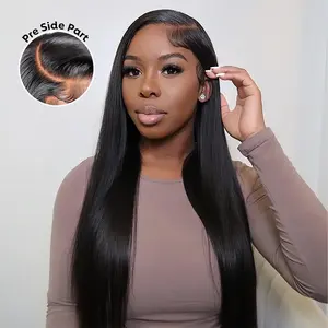 [28''=$139] Straight Human Hair Wig 6x4.5 Lace Closure Pre Lace Cut Pre Bleached Knotless Side Part Drawstring 180% Density Beginner Friendly #Summervibes