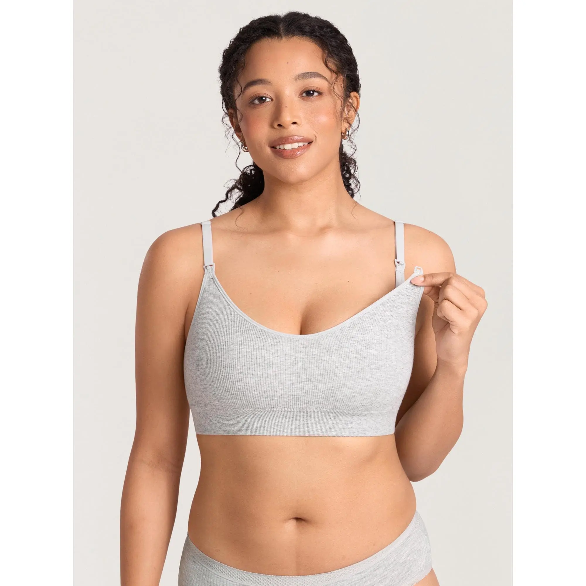 MOMANDA Ribbed Nursing Bras Support  Maternity Wireless Bra for Breastfeeding
