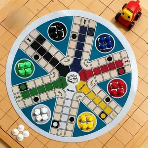 15.75 Inch Large 6 Player Game Board Set, Includes Round Game Board, 24 Six-Color Dice & 2 Dice Cups, Classic Dice Board Game, Family Game Night Entertainment Toy for Christmas Halloween Party