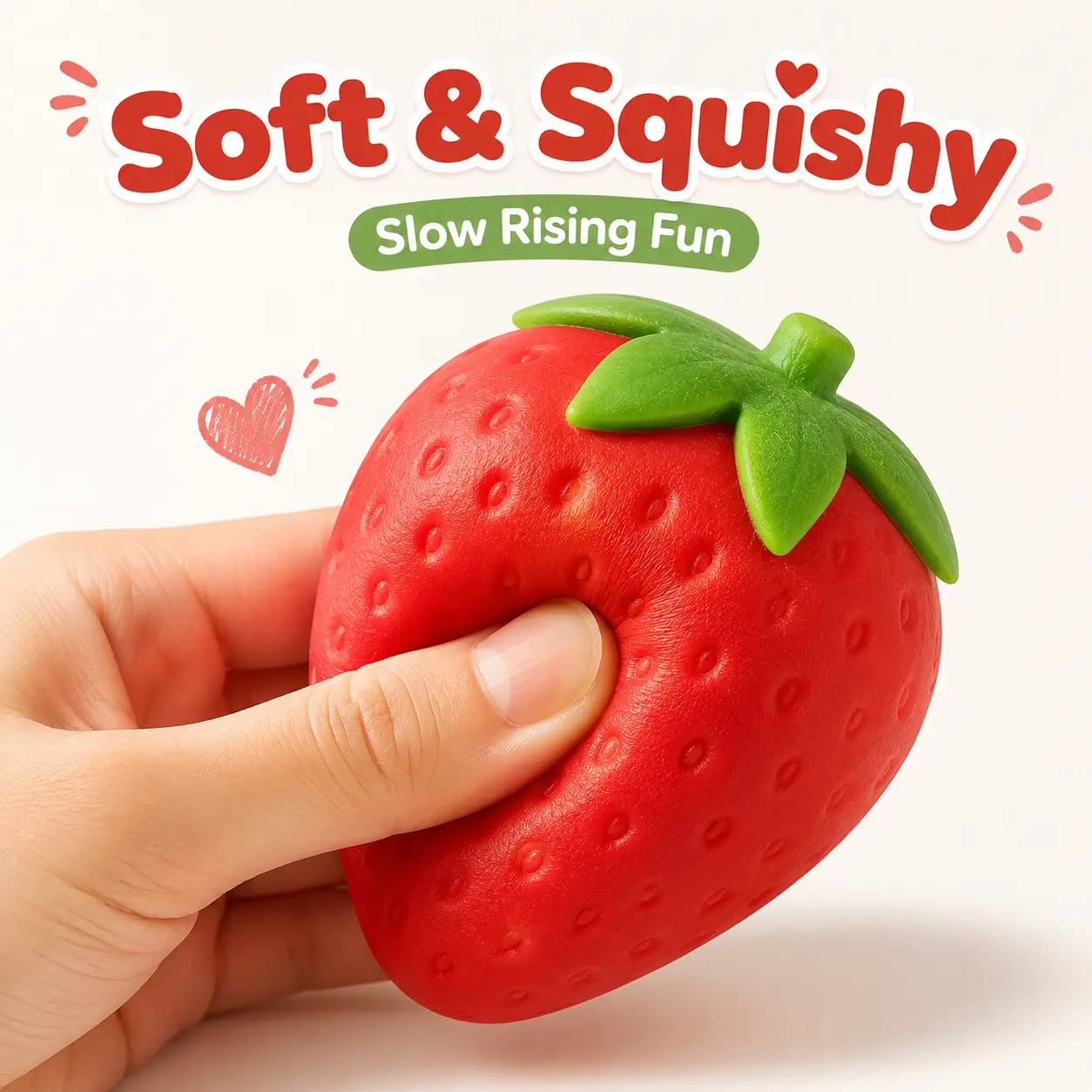 Cute Strawberry Squishy Toy, Soft Slow-Rising Squeeze Fruit Toy, Fun Desk Fidget Gift for Kids Ages 8+ expressive big dumpling squishy tpr squeeze fidget toy mochi anti-anxiety hand style multi Stick Stress