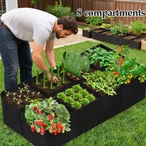 Large Plant Growing Garden Bed Set, Multi-Grid Rectangular Planting Bags, Seedling Pots, Nursery Pots for Vegetables, Potatoes, Flowers, Indoor Outdoor Use