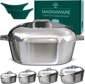 MAGNAWARE Ultimate Oval Collection – 4-Piece Cast Aluminum Oval Dutch Oven Set Includes 11", 13", 15" & 18" Ovals