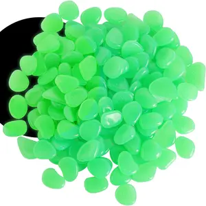 150 count Luminous Stones - Green Glow Rocks Decorations DIY Decorative Pebbles for Aquarium Fish Tank Sidewalk Garden Path Patio Terrace Lawn Yard Jade Ornaments Vert Cobbles Decor FD05GR150