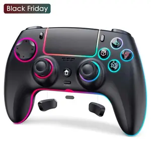 JORREP Anti-Drift PS-5 Pro Controller Hall Effect 7 RGB Colors Dual Vibration Turbo 6 Axis Gyro Programmable Headset Jack 1500mAh Battery Wired Adjustable Gamepad for PS5 Pro PC MAC iOS Android10 Steam Deck Button Remote Colorful 5005B
