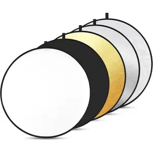 5-in-1 Light Reflector 43 Inch/110 cm Photography Diffuser Collapsible Portable with Bag,  White Black Translucent for Studio and Outdoor Lighting (43'' (110cm))