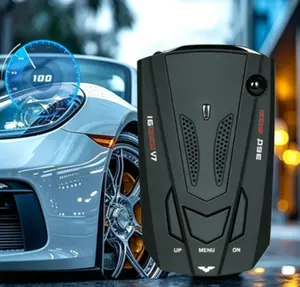 Plug and Play V7 Radar Speed Detector for Automobile, 360° Laser Signal Detector with Car Charger Non-slip Mat Full Accessories Sound Alert