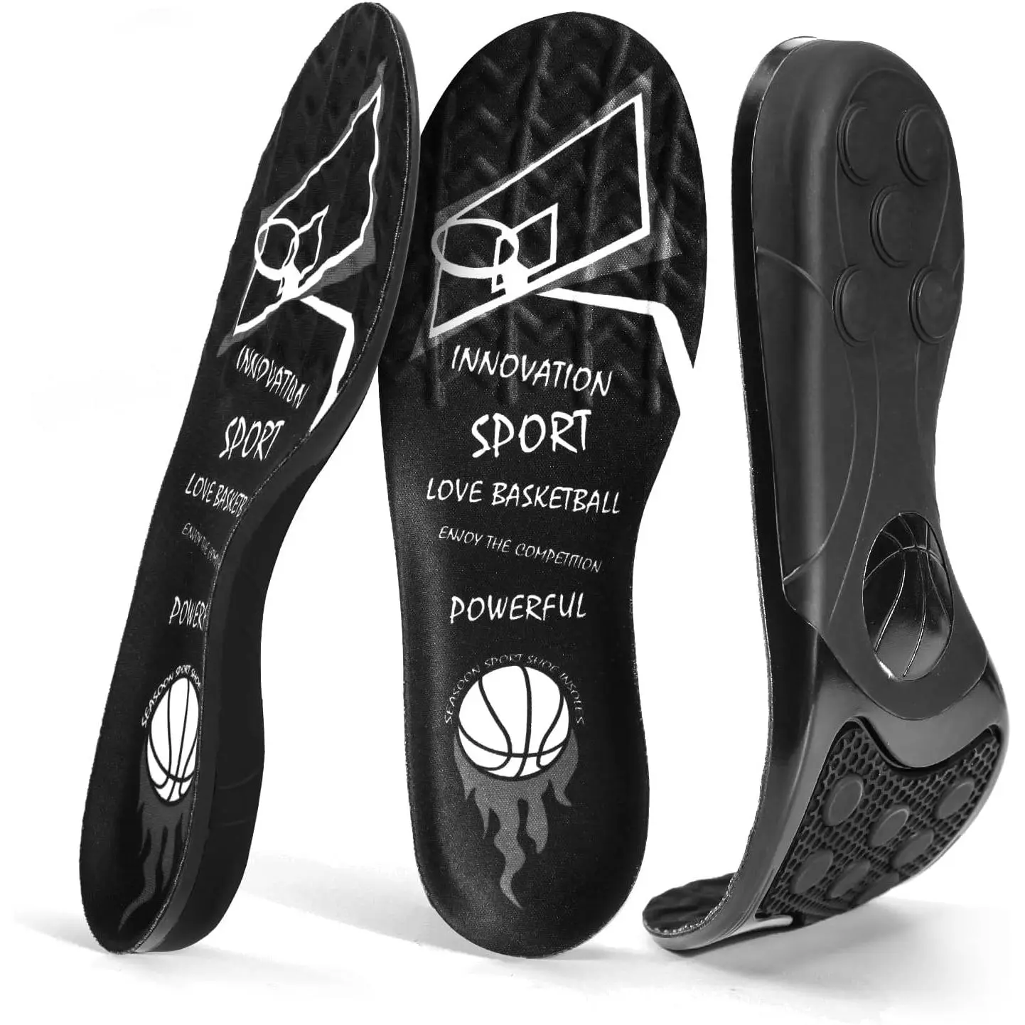 Silica Gel Sport Shoe Insoles for Men and Women, Spring Cushioning & Shock Absorption Inserts, Forefoot Massage Support, Plantar Fasciitis Relief, Athletic Comfort Insoles, Active, Soft, Arch Insoles, Cushioned Insoles