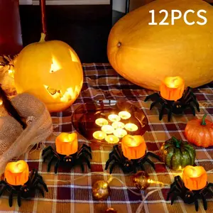 Halloween Spider LED Candle, Battery Powered Table Decoration, Small Night Light for Halloween Party Decoration, Ornaments