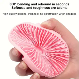 Soft Silicone Exfoliating Body & Face Brush with Ergonomic Non-Slip Handle - Hypoallergenic, Battery-Free, Fragrance-Free Handheld Bath Brush for Gentle Light Beige Cleansing & Exfoliation, Skincare Routine | Sleek Bath Brush | Soft Silicone Bristles
