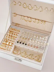 Faux Pearl & Rhinestone Decor Hoop & Stud Earrings, 54 Pairs Elegant Minimalist Stud & Hoop Earrings for Women & Girls, Trendy Vintage Jewelry for Gift, Ear Studs