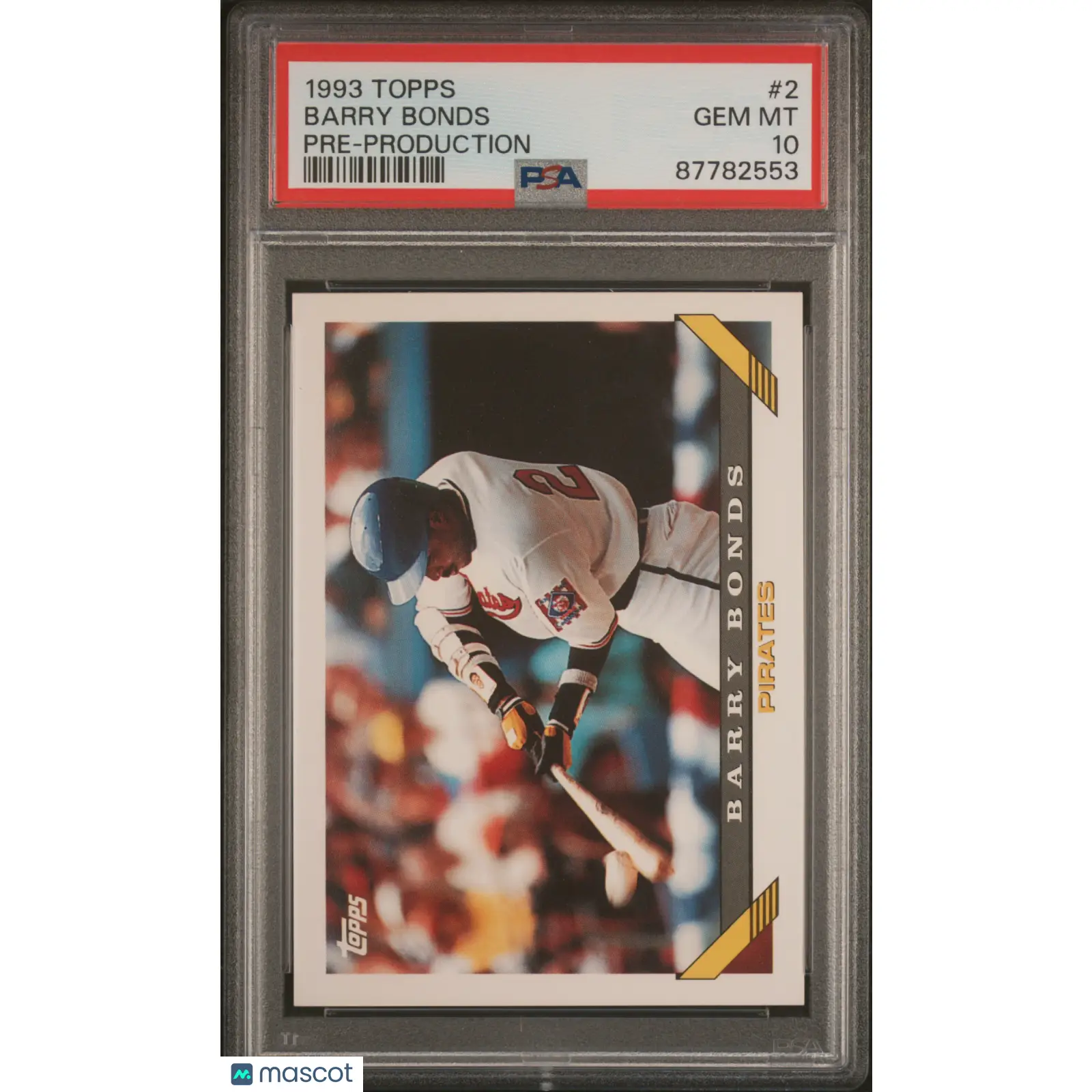 Barry Bonds PSA 1993 Topps Pre Production Baseball #2 10 87782553 POP 5