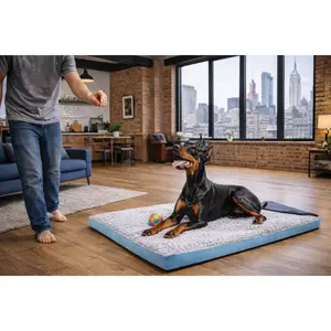 ROKHY Dog Beds Large Sized Dog 36 Inch Comfort Dog Crate Bed pad Washable Anti-Slip & Ultra Soft Pet Sleeping Mat for Large DogsUp to 70 lbs 36" x 23"Light Blue