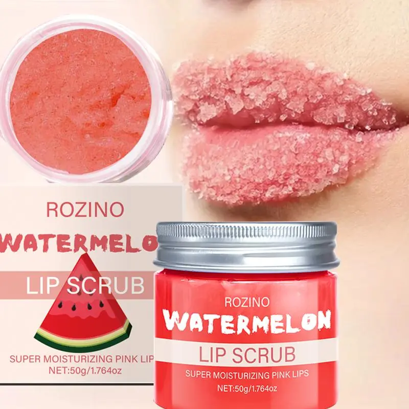 ROZINO Watermelon Flavored Lip Scrub 50g, sweet and fruity, gently exfoliates, giving lips a pink and refreshed experience