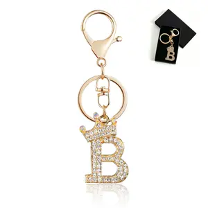 Cute Sparkling A-Z Letter Keychain - Gold Rhinestone Crown Charm, Perfect Accessory for Handbag, Car Key, Backpack, Mother's Day & Birthday Gift