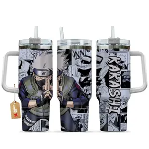 STORMMECH- Kakashi Hatake 40oz Handle Tumbler – Hidden Leaf Ninja Stainless Steel Travel Mug, Copy Ninja Inspired Cup, Double Wall Thermal Drinkware, Large Iced Coffee Tumbler, Otaku Gift for Anime Fans