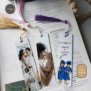 Personalized Metal Photo Bookmark with Tassel | Custom Picture Bookmark Gift | Graduation, Family, Baby, Couples Keepsake