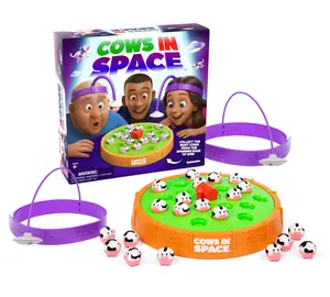 Cows In Space By Relatable, The Kid-Friendly Extraterrestrial Easter Family Game for Kids, Fun 2 Player Game, Easter Gifts, Includes 2 UFO Headbands, 1 Electronic Spinning Base, and 21 Cows