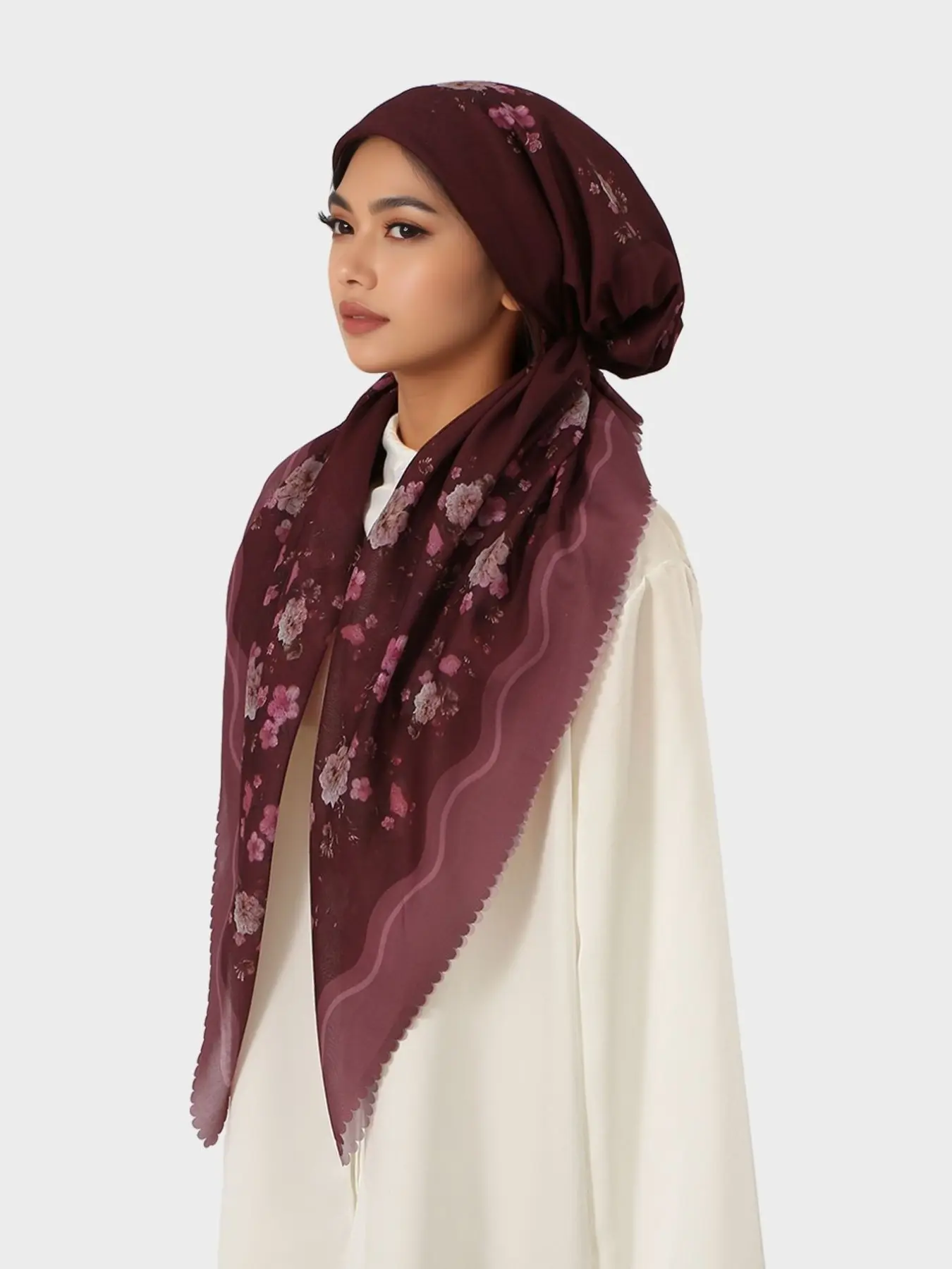 1pc Floral Print Hijab for Women, For Muslim, Elegant Flower Pattern, Ramadan Fashion, Convenient Jersey Hijab, Suitable for Various Occasions