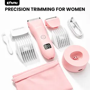 Enssu Women's Electric Bikini Trimmer & Shaver - 2-in-1 Dual Blade Waterproof Pubic Hair Clipper for Sensitive Areas, Legs, Underarms, Face - USB Rechargeable Cordless with LED Light & Travel Lock
