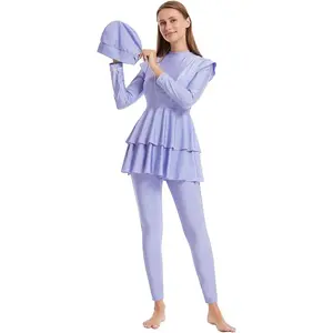 Womens Burkini Swimsuits Muslim Modest Swimwear Islamic Full Body Swimming Top Pants Hijab Long Sleeve Rash Guard