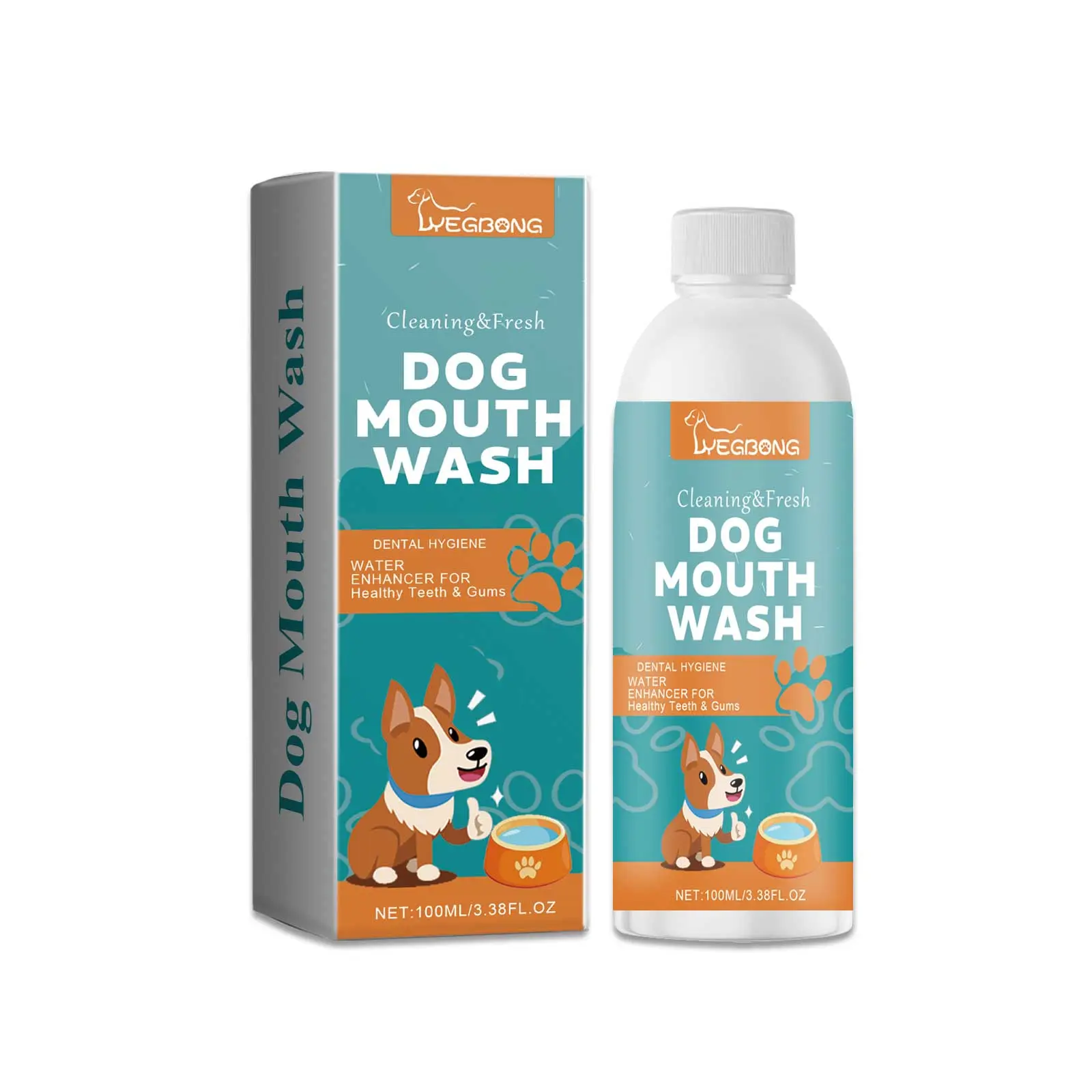 Dog Oral Care Cleaner, 100ml Peppermint Extract-Ethanol Mouthwash for Dogs, Reduces Plaque, Fights Bad Breath